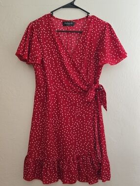 Relipop: Red Polka Dot Wrap Dress_0024